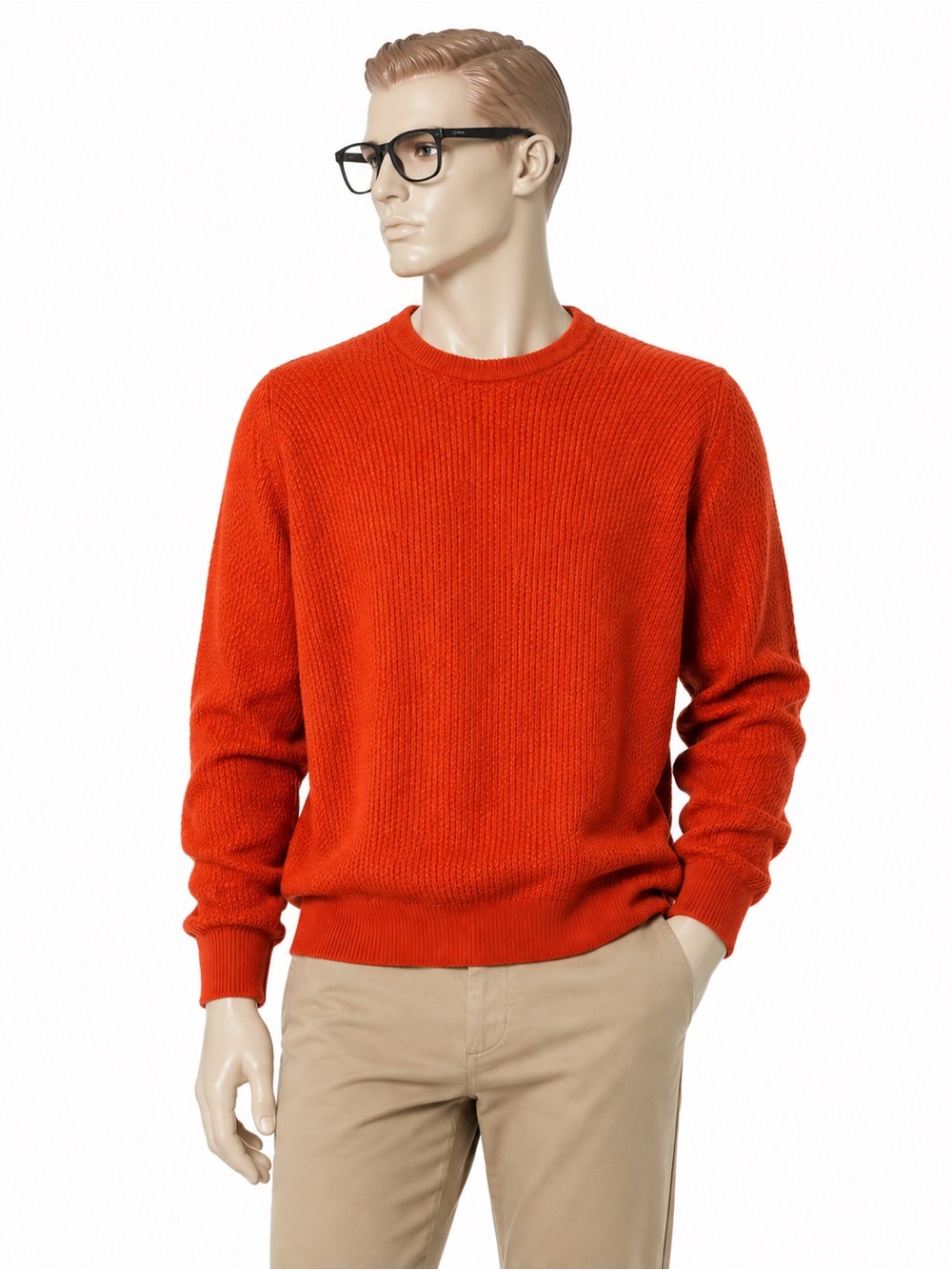 Neiman Marcus Exclusive Made in Scotland Cotton Cashmere Orange Sweater - Picture 1 of 7